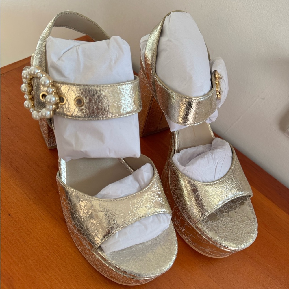 Dolce Vita Bobby Pearl Heels Vintage Gold Pearls